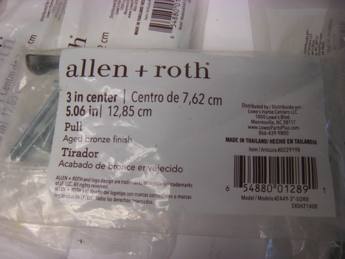 10 yes 10 Allen Roth 3" AGED BRONZE Arched Cabinet Pulls Model Z449-3"-EORB - Picture 5 of 6