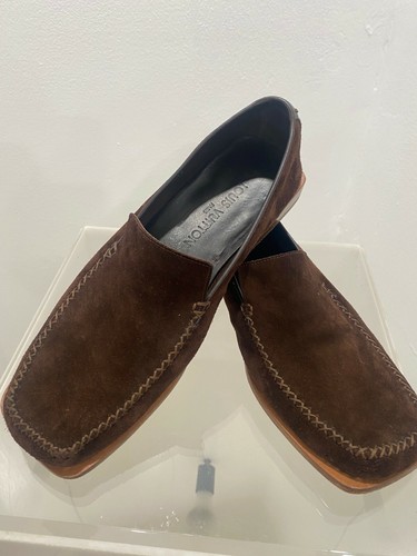 LOUIS VUITTON BROWN SUEDE SLIP ON MENS 