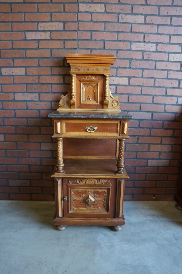 Антикварные викторианские тумбочки с мраморным верхом ~ прикроватные тумбочки ~ пара - Изображение 2 из 4