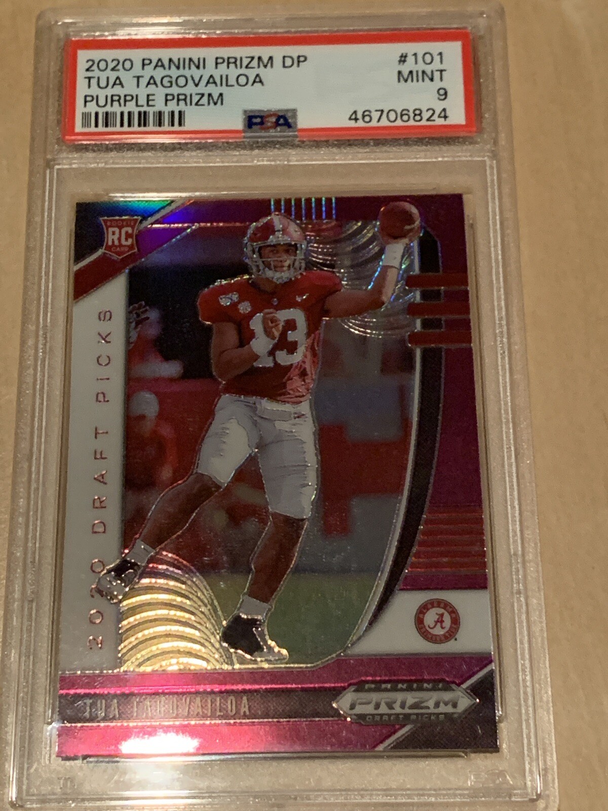 2020 Panini Purple Prizm Refractor DP Tua Tagovailoa #101 PSA 9 Mint Rookie RC