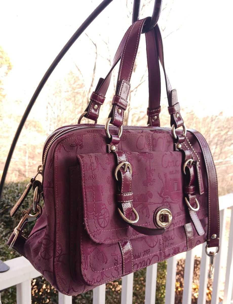 Coach F14035 Chelsea Vintage Raspberry Canvas Logo Turnlock Detail