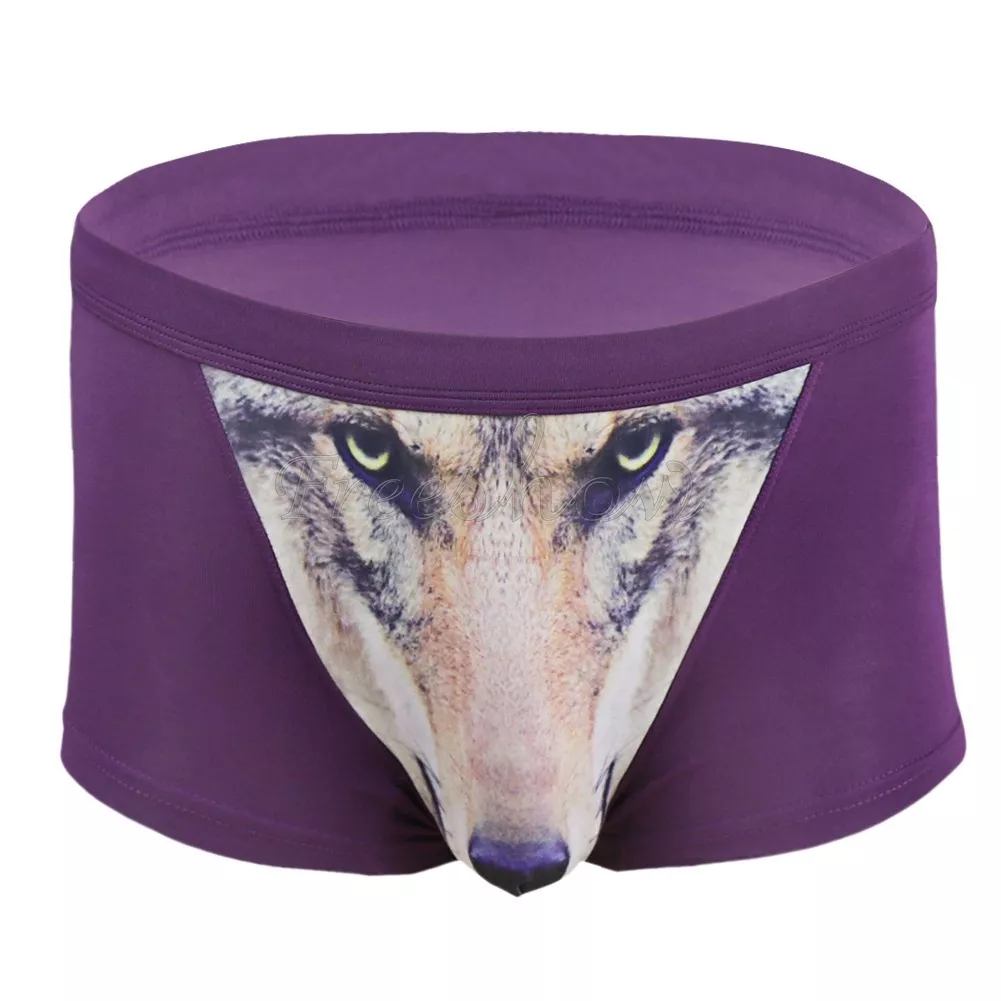 Men's Boxer Sexy 3D Wolf Print Underwear Smooth Trunks Briefs Shorts  Underpants