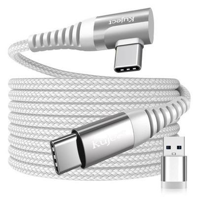 Kuject 16ft Link Cable USB 3.0 Type C for Quest 3S/3 2/Pro VR Gaming PC Silver