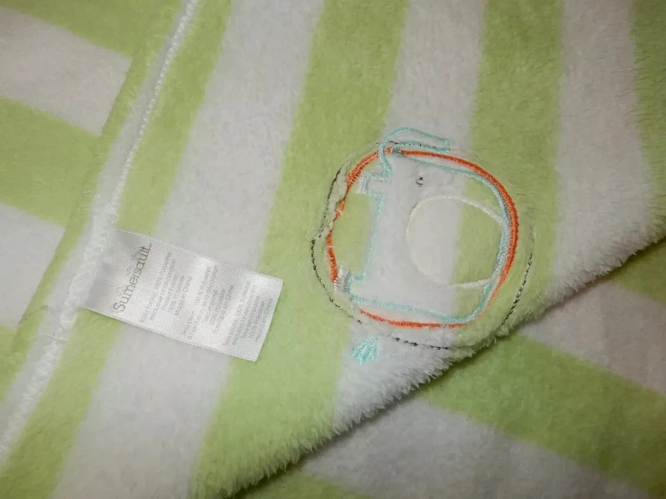 7C LN 30x40 SUMERSAULT Green Striped Elephant Plush Crib baby Blanket lovey - Image 4 of 4