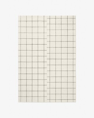 Nordic Knots Grid Dusty White Black Giancarlo Valle New Zealand Wool Hand Tufted