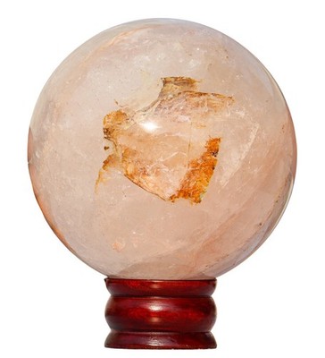 Large 140MM Fire Quartz Stone Healing Charged Metaphysical  Sacral Chakra Sphere