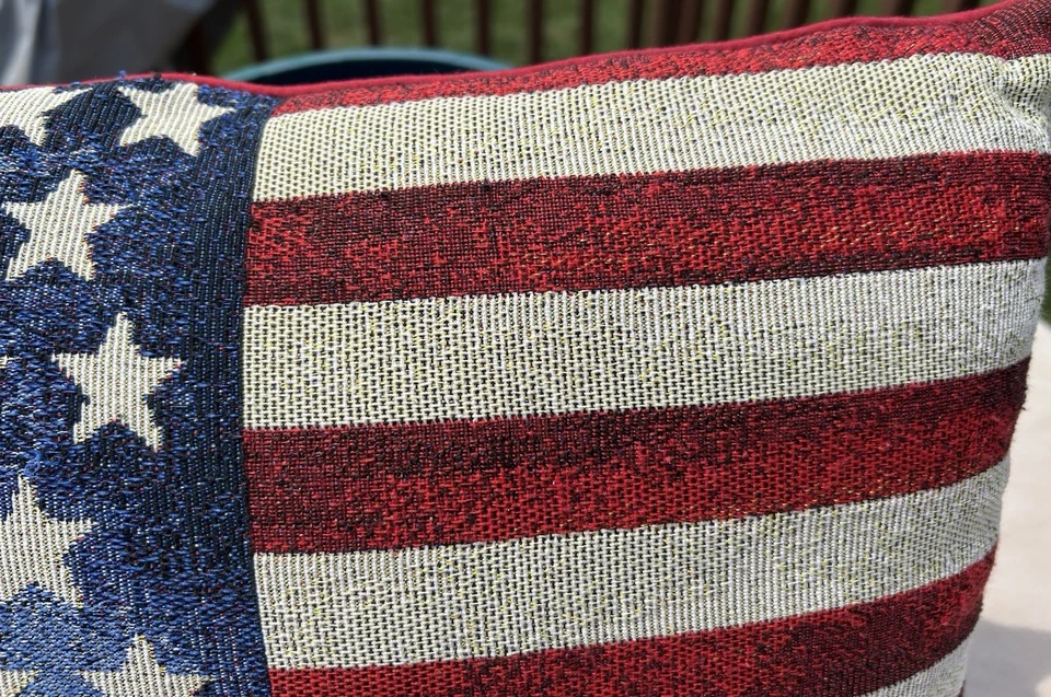 Patriotic Tapestry America  Flag Throw Pillow 18"x13" Rustic Americana USA - Image 3 of 4