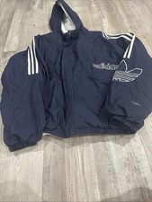 Vintage 90s ADIDAS - Trefoil Puffer Jacket Quilted Lined Mens L Blue Oversized