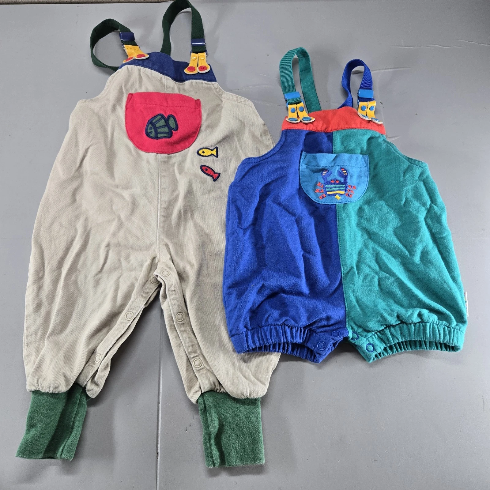 Vintage 90s Gymboree Short & Pants Overalls Size 0-3 Months "Infant" Colorblock