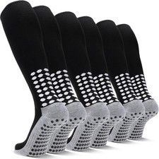 3 Pairs Grip Soccer Socks Men Cushioned Non Slip Football Basketball Sports