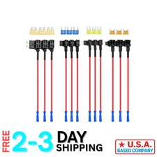 12 Pack 12V Add-a-Circuit Fuse Tap - Versatile Dual-Slot Fuse Holders