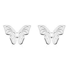 Tiny Butterfly Stud Earrings for Women Silver Plated Hypoallergenic Cute Small B