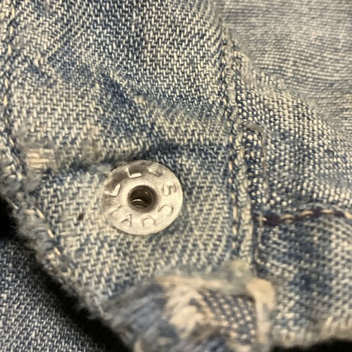 Alden’s Sanforized Pearl Snap Denim Shirt Vtg Repaired Rustic Patched - Picture 6 of 24