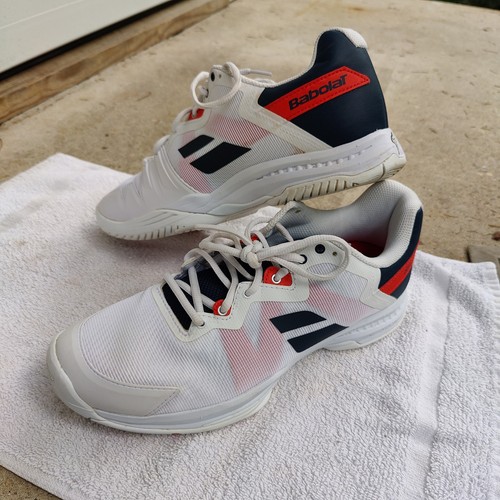 Babolat SFX3 All Court Mens Tennis Shoes White Navy Red Michelin Sole Size 10.5