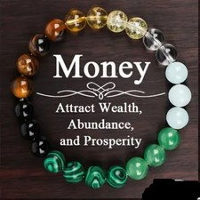 Natural Tigers Eye Beaded Multi Stone Stretch Bracelet Wealth Prosperity Hndmade