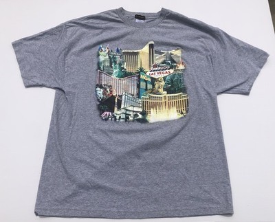 Vintage Las Vegas T-Shirt 2XL Graphic VTG 90s Made in USA XXL Bellagio MGM Strip