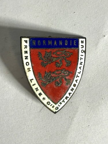 1930'S S.S.NORMANDIE FRENCH LINE TRANSATLANTIQUE ENAMELED PIN ORIGINAL
