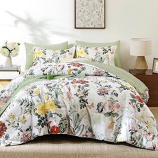 Comforter Set,7 Pieces Floral Comforter Set for All King Sage Green