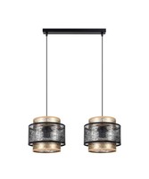 HäNgeleuchte Modern Stoff Schwarz Gold E27 48 Cm Lang Pendelleuchte Esstisch