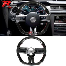 Fit 10-14 Ford Mustang Carbon Fiber Cf Steering Wheel Wred Stitching Alcantara