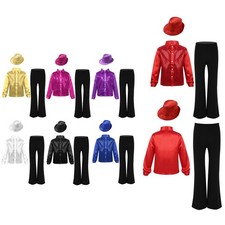 Kids Boys Outfit Long Sleeve Shirts And Pants Cosplay Jazz Dance Flared Leg Set