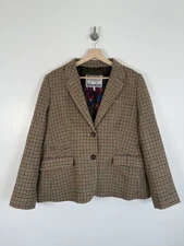 Joules Tweed Blazer Jacket Size UK 18 Brown Wool Check Hacking Country Portman