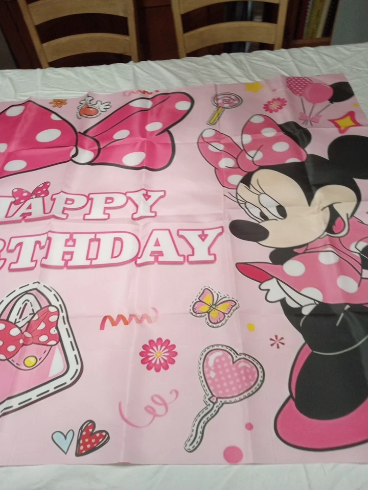 Minnie Mouse Happy Birthday Banner Backdrop Wall Hanger 48.5 X 31.5 Inches - Image 4 of 4