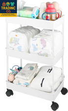 Baby Diaper Caddy, Plastic Movable Cart for Newborn Nursery Essentials Diaper St