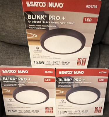 Satco Nuvo Blink Pro+ 12in Round Black LED Flush Mount 19.5W 5CCT 62/1786