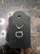 Hello Kitty Silvertone Sparkly Pendant Charm Necklace Chain