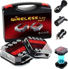 Upgraded Wireless Magnetic Trailer Lights Kit, Rechargeable LED Tail Lights with