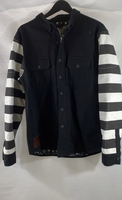 Tobacco Motorwear Men's Bandito Racing Shirt Jacket Black Striped Kevlar Lined