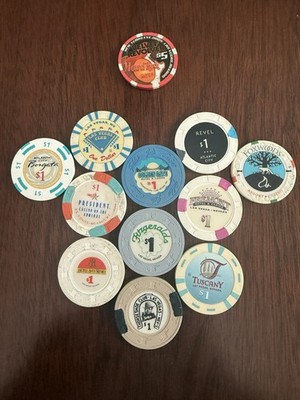 $1 Casino Chips | Lot Of 11 | Vegas AC And More | + Bonus $5 Hard Rock Chip  