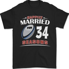 34 Años De Aniversario De Boda 34º Rugby Hombre Camiseta 100% Algodón