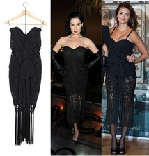NWOT $4360! INCREDIBLE DOLCE&GABBANA DRESS it 40 black lace corset bottom fringe