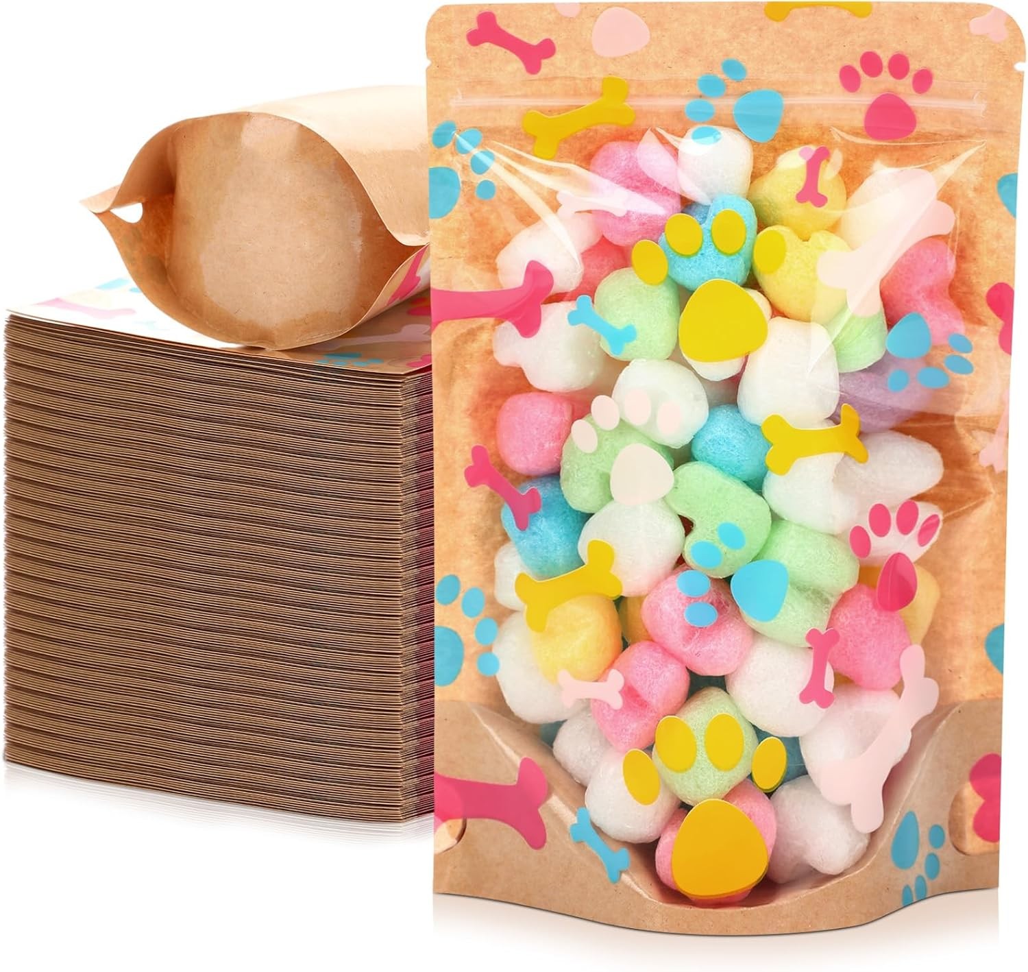 Bags - Stand Up Resealable Paw Print 5.5x7.9" Pouches