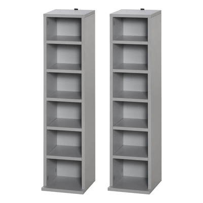 Verstellbares CD-Medienregal Regal - 2er Set Türme für 204 CDs in Grau