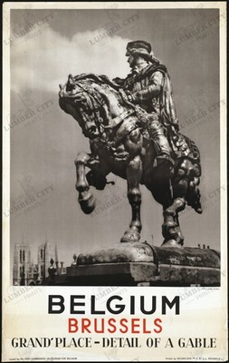Brussels Belgium Grand'Place Vintage Travel Poster Print Henri Storck Art