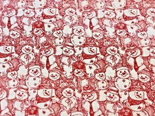 JoAnn Exclusive Red & White Snowman Christmas Cotton Fabric 1 Yd.