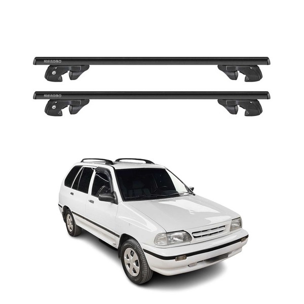 DachträGer GrundtäGer FüR Kia Pride II 1997-2000 Aluminium 90Kg TÜV Schwarz 2Tlg-image