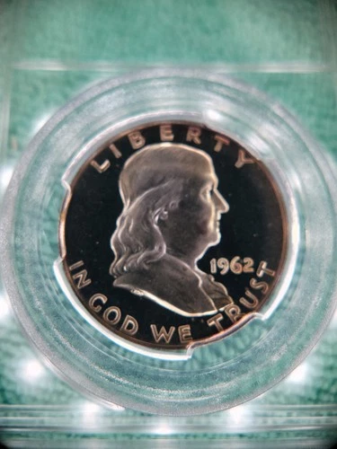 1962 Deep Cameo Gold Toning Franklin Half Dollar Gem Proof 90% Silver DCAM