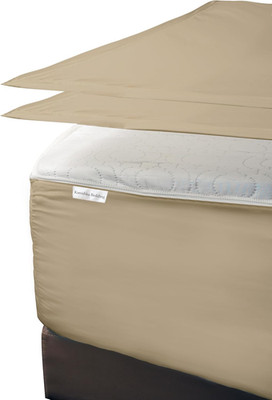 King Zip-On Fitted Sheet Set - 600 TC - Beige - Fits 8'' Deep Pocket