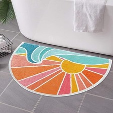 Boho Half Circle Rug for Bathroom, Soft  Absorbent, Retro Style Sun Rug 27.5...
