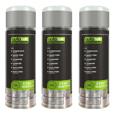 Autotek Kia Titanium Silver schnelltrocknender Aerosol-Sprühlack 300 ml x3