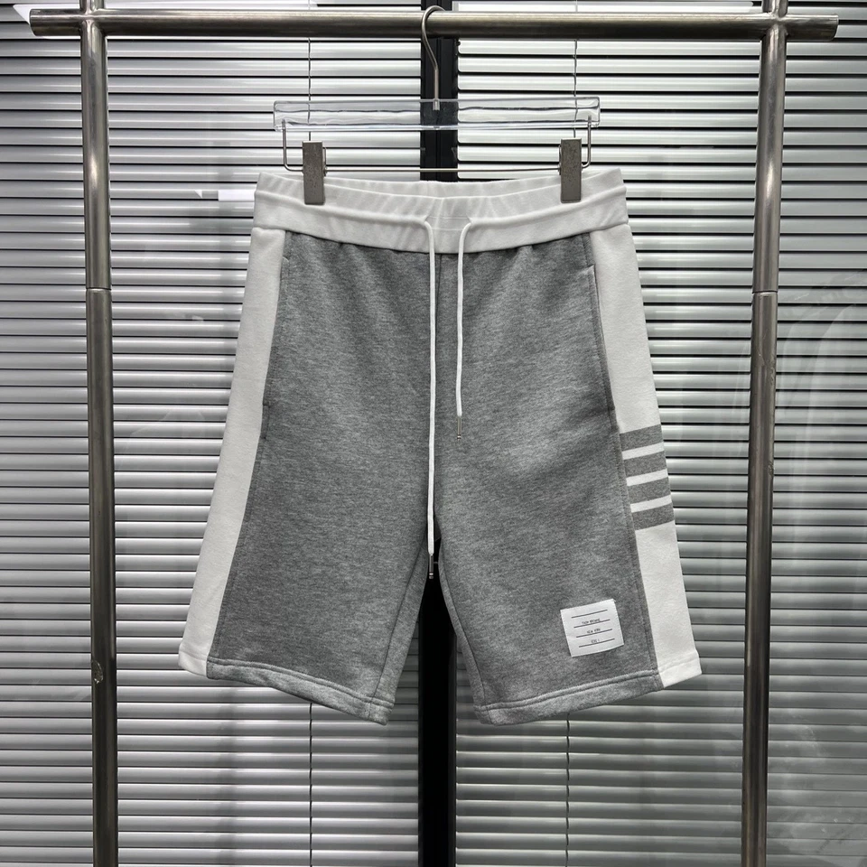 Pantalones Cortos Thom Browne Hombres/Mujeres Clásicos Rayas Verano Informales Color A Juego Foto 4 de 4