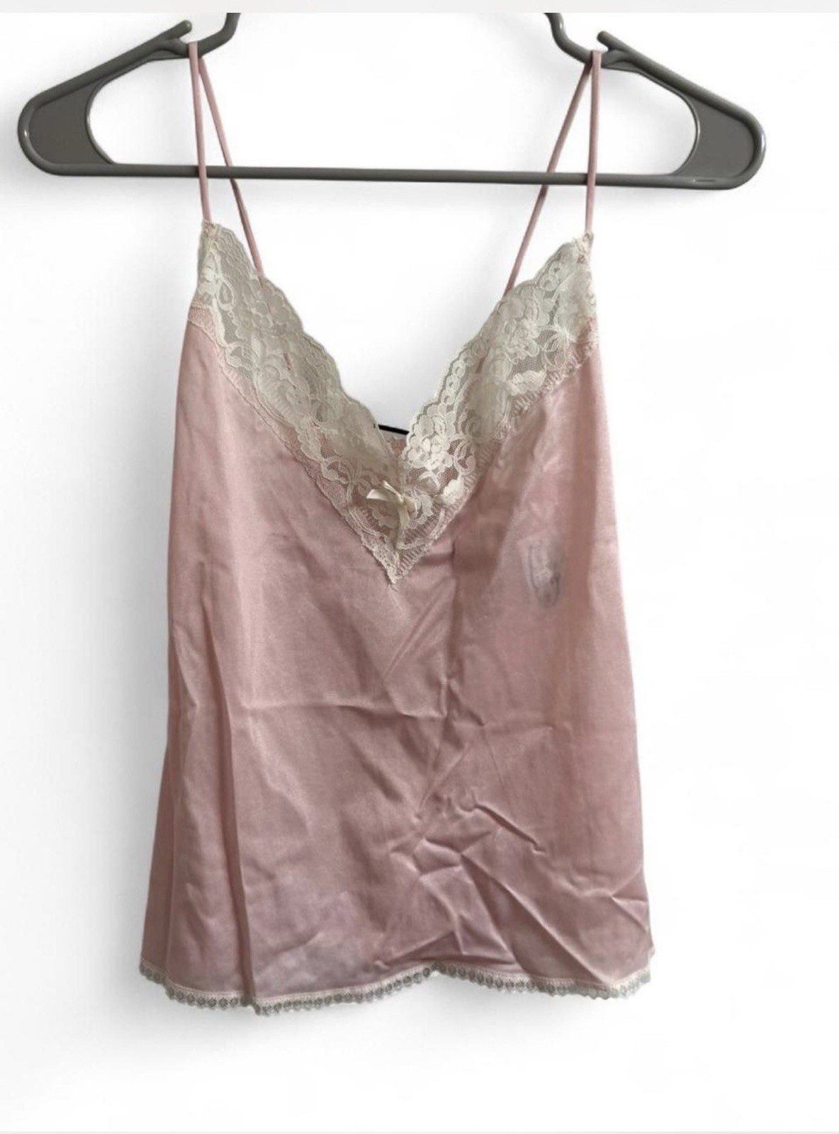 Pink satin lace cami top #fairycore Excellent Condition Size Small