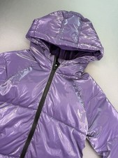 Calvin Klein Jeans Girls M 8-10 Plush Lined Liquid Shine Puffer Jacket Purple