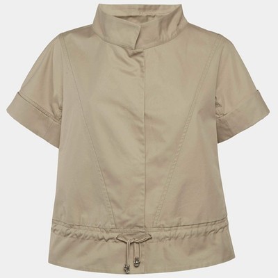 Roberto Cavalli Beige Gabardine Drawstring Detail Jacket M