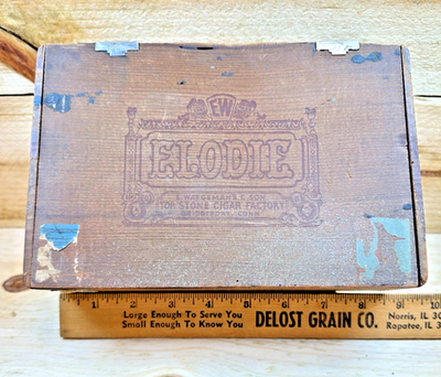 SALE 5/13! - Vintage Elodie King Size All Wood Cigar Box - Bridgeport Conn. 
