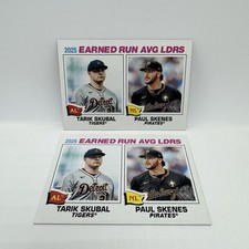 2x 2026 Topps Heritage 2025 Earned Run AVG Leaders Skubal/Skenes Insert #7 Lot